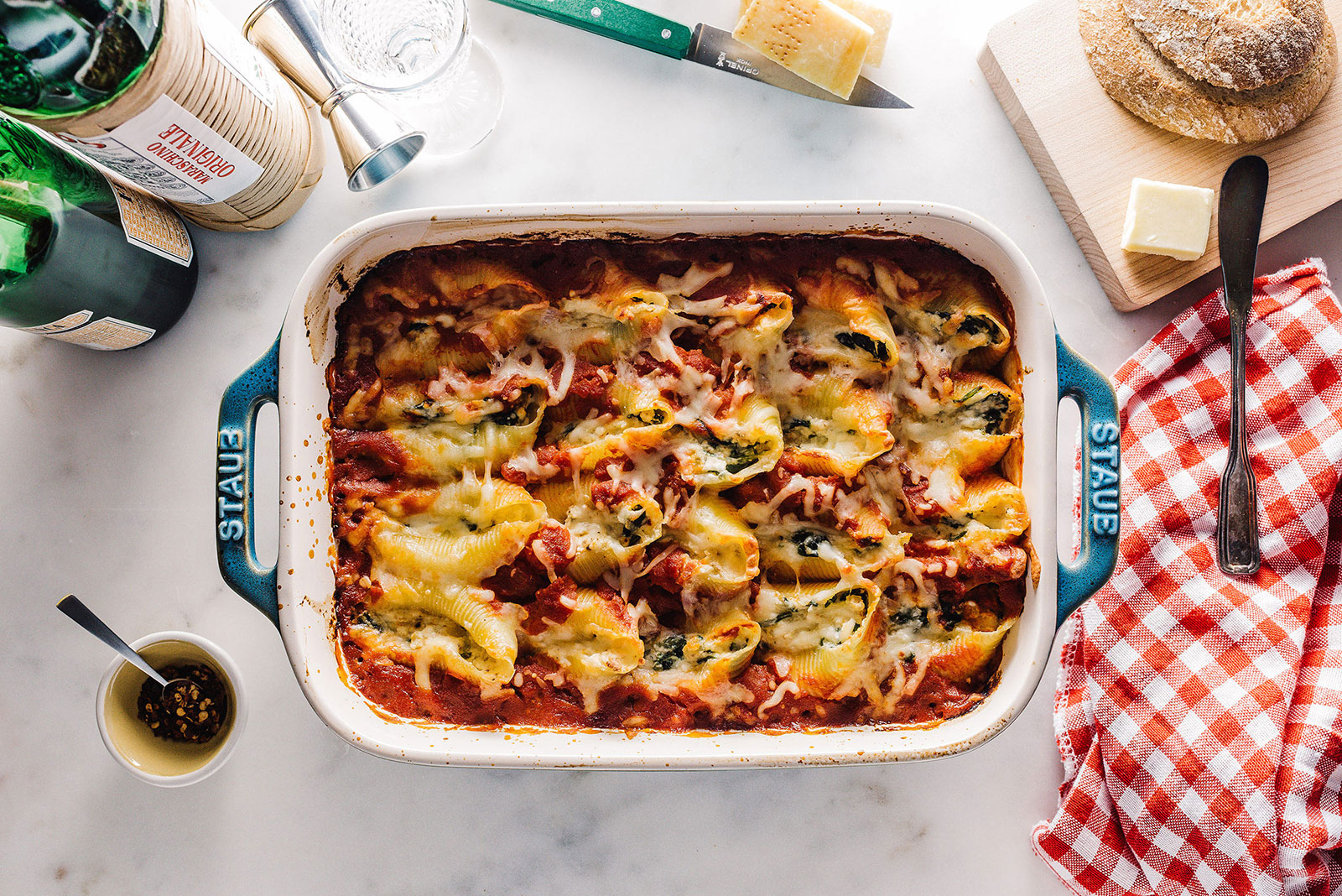 Spicy Stuffed Pasta Shells Conchiglioni al Forno