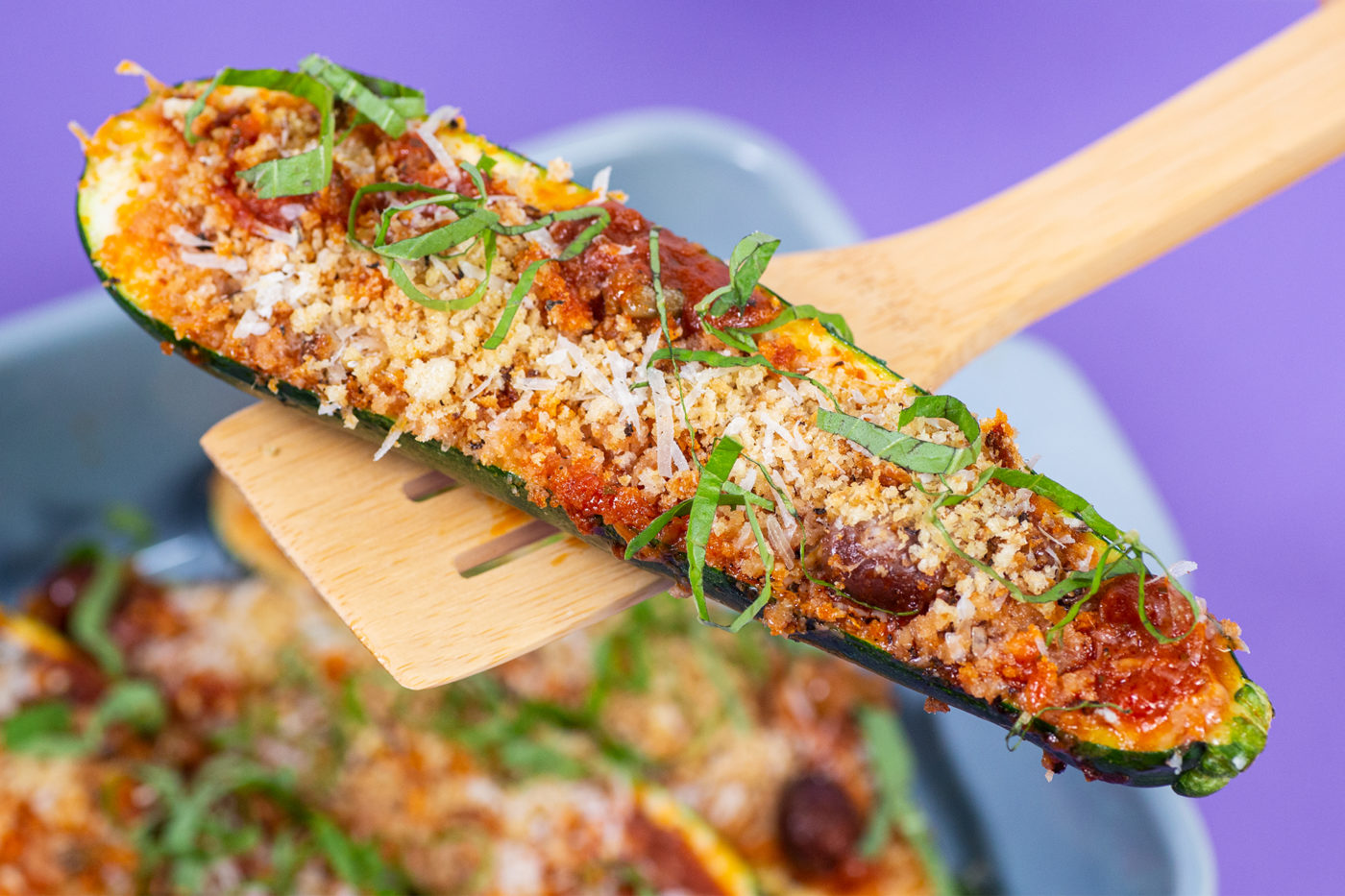 Puttanesca Stuffed Zucchini Boats