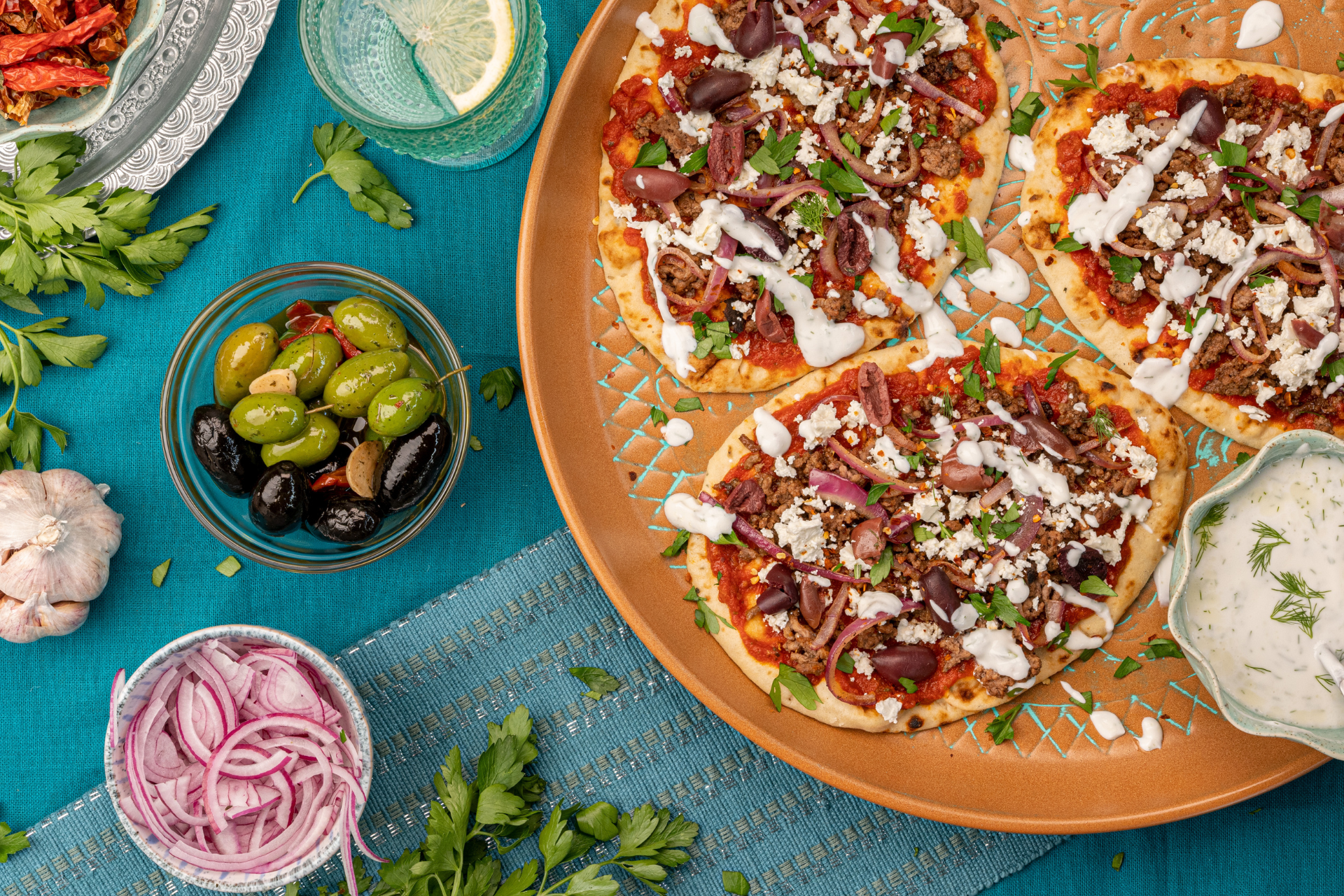 Middle Eastern Pita Pizzas